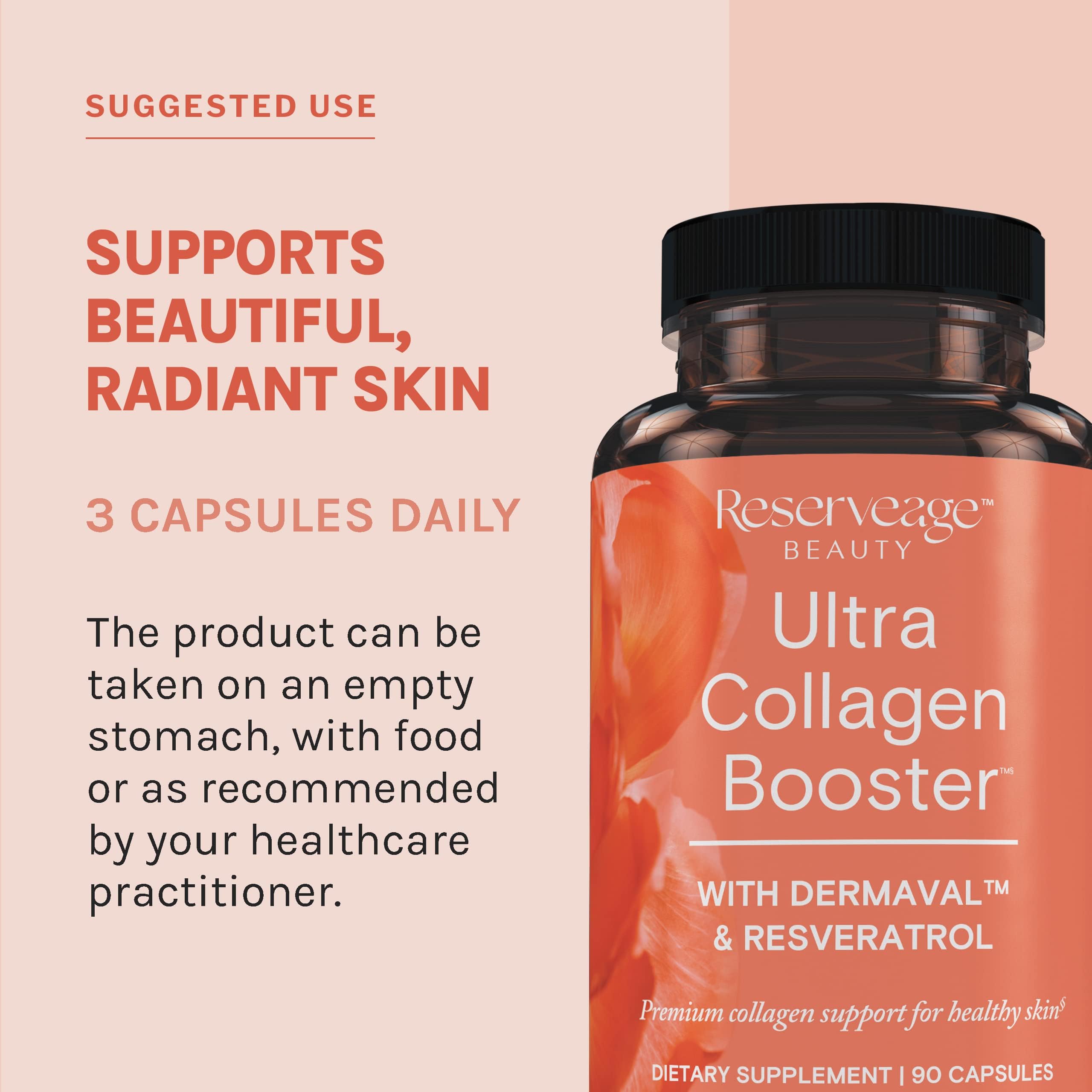 Reserveage Ultra Collagen Booster & Keratin Hair Booster - Features Dermaval, Biotin & Resveratrol - Support Hair & Skin - 90 Ultra Collagen Booster Capsules, 120 Keratin Hair Booster Capsules Reserveage Nutrition Au supplements