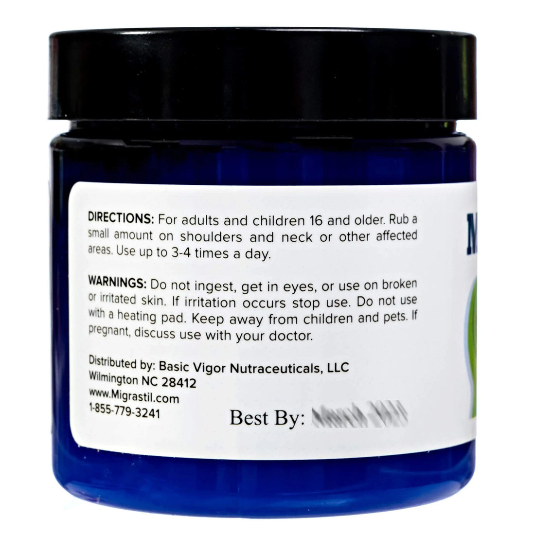 Basic Vigor Migrastil Neck & Shoulder Cream. Cooling Comfort for Migraines, Tech Neck & Tension. (4 oz.) Made in The USA. Basic Vigor uk supplements
