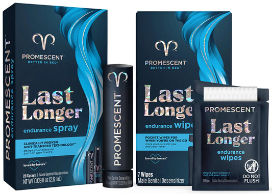Promescent Desensitizing Delay Spray for Men (2.6 ml) to Help You Last Longer in Bed + Delay Wipes (7 Count) Sexual Enhancer with Extended Climax Control with Benzocaine PromescentAU supplements