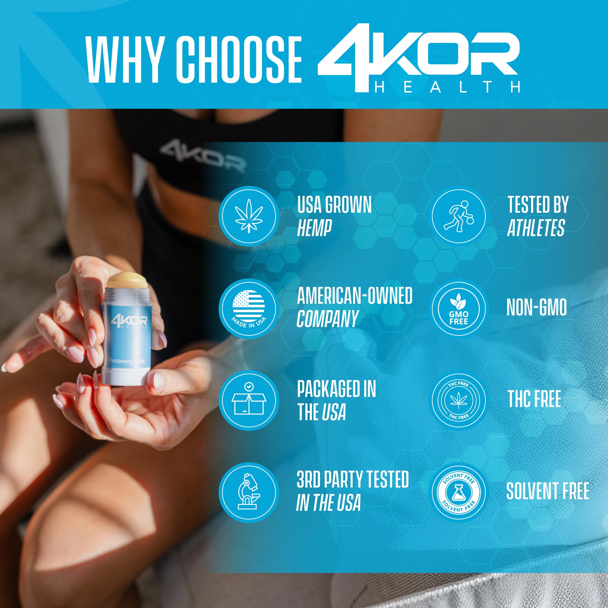 4KOR Hemp Infused Balm Stick – Topical Skin Balm with Cooling & Warming Sensation | Portable, Non-Greasy Twist-Up | 1 oz 4KOR Fitness Au supplements