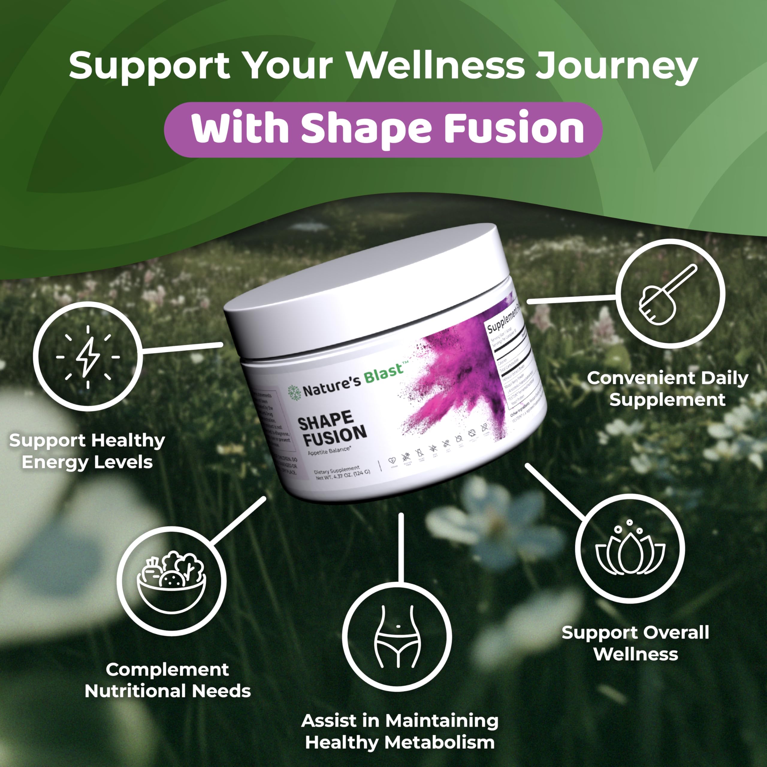 NATURES BLAST Shape Fusion® - GLP-1 Supplements with Ashwagandha, Hibiscus, Ceylon Cinnamon, Maqui Berry & African Mango Extract - Supports Healthy Habits, Energy & Body Balance - 30 Servings NATURES BLAST Au supplements