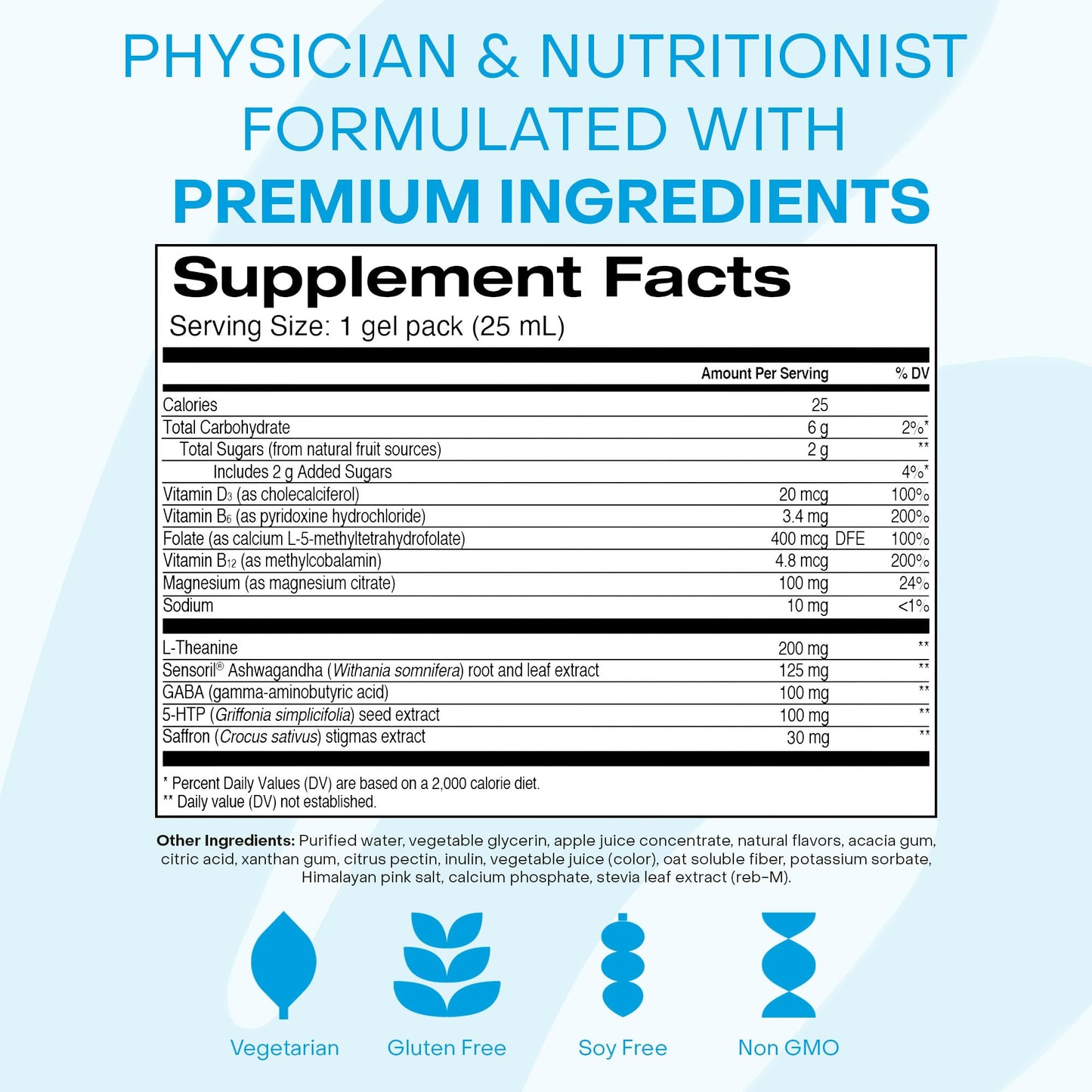 Healthycell Calm Mood Daily Liquid Supplement - Cortisol Manager & Mood Support Supplement for Stress with Ashwagandha, L-Theanine, Magnesium, 5-HTP, GABA & Saffron - 14 Gel Packs Healthycell buy supplements Au