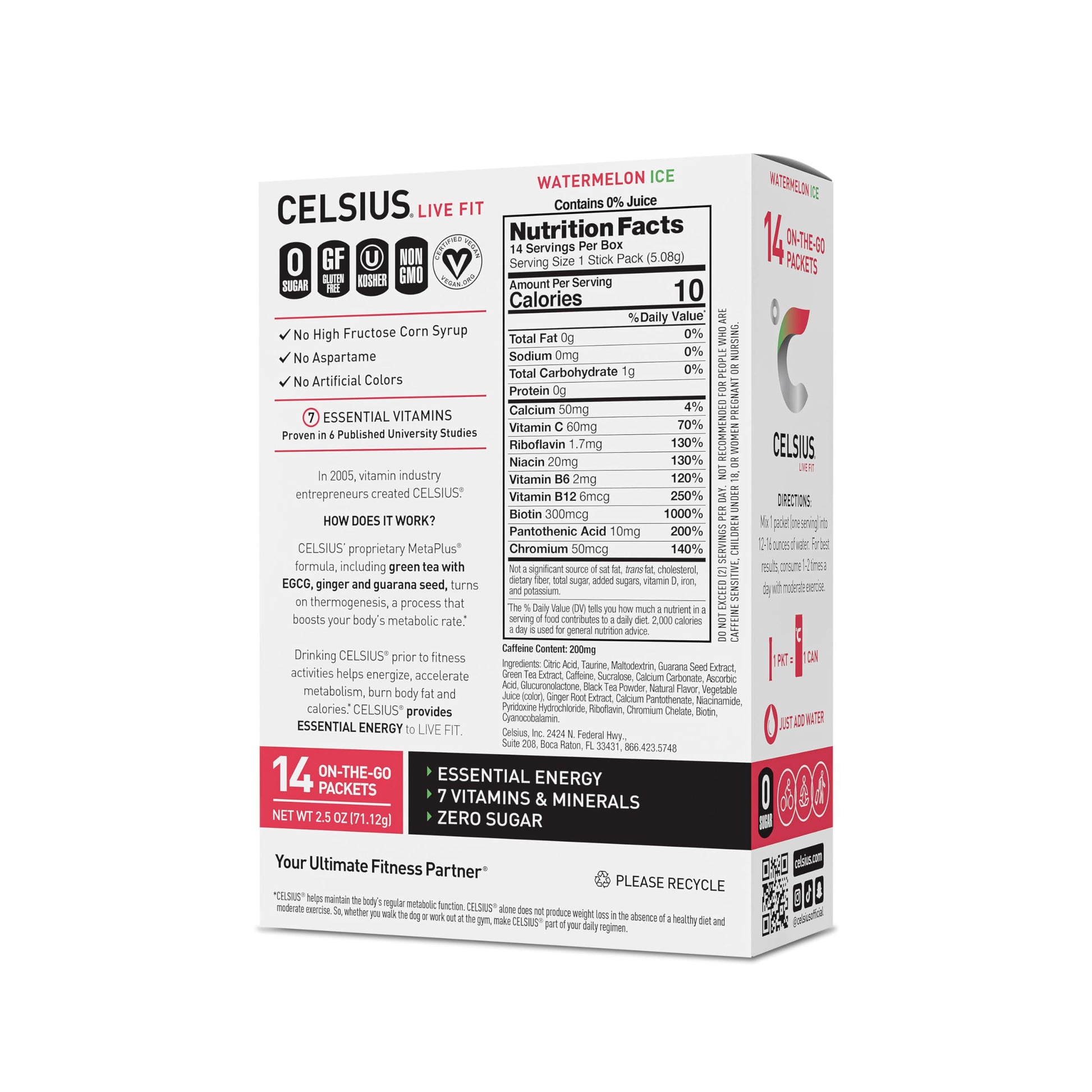 CELSIUS On-the-Go Powder Sticks Watermelon Ice, Essential Energy (14 Sticks per Pack) CELSIUS Au supplements