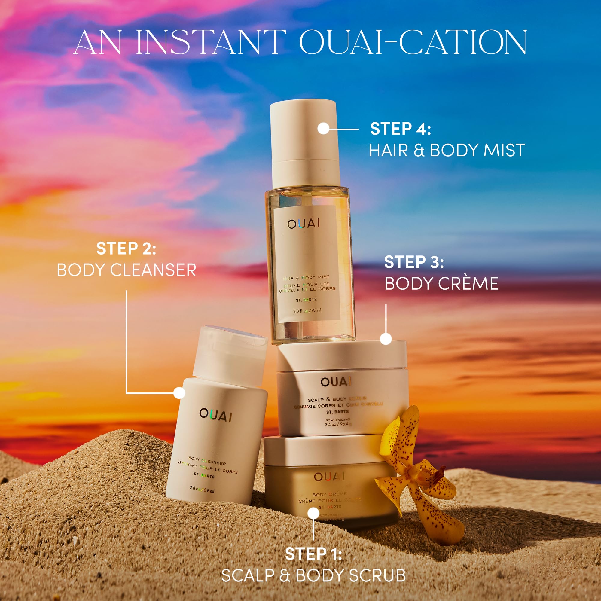 OUAI Scalp & Body Scrub, St. Barts Travel Size - Exfoliating Body Scrub with Sugar & Coconut Oil Blend for Smooth, Moisturized Skin - Gentle Scalp Exfoliator for Removing Product Build Up (3.4 oz) OUAI Au supplements