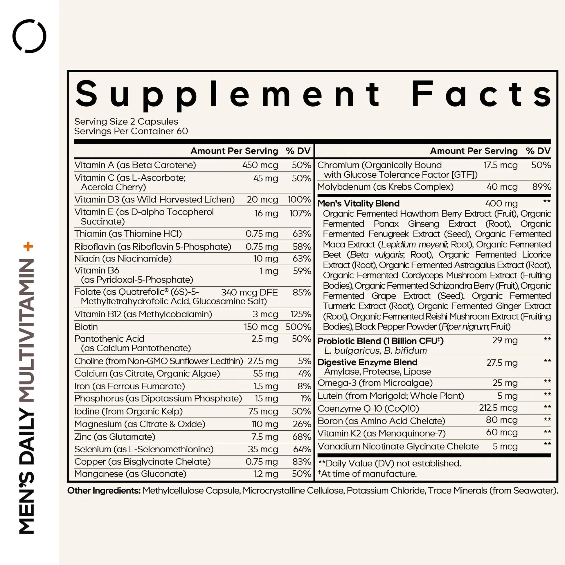 Codeage Men’s Daily Multivitamin – 25+ Essential Vitamins & Minerals, Organic Whole Foods, Probiotics, Omega-3, Zinc Codeage Au supplements