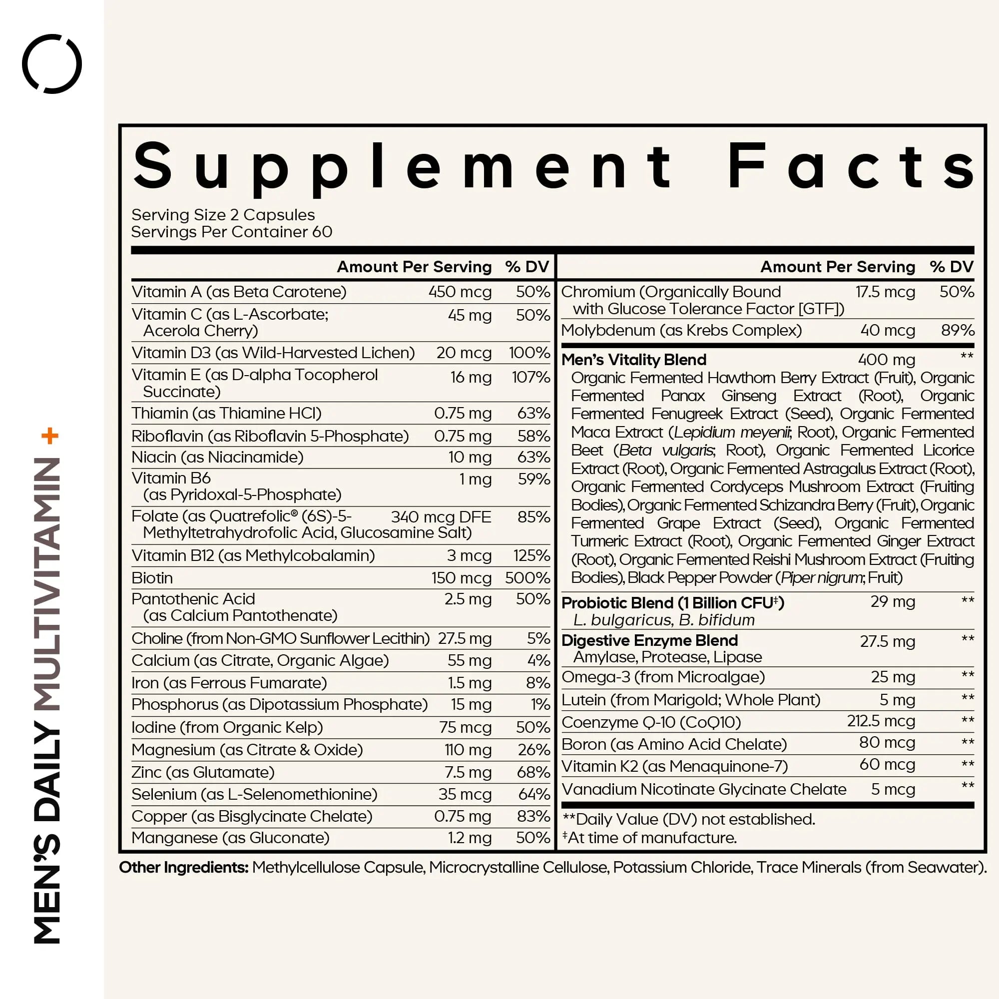 Codeage Men’s Daily Multivitamin – 25+ Essential Vitamins & Minerals, Organic Whole Foods, Probiotics, Omega-3, Zinc Codeage Au supplements