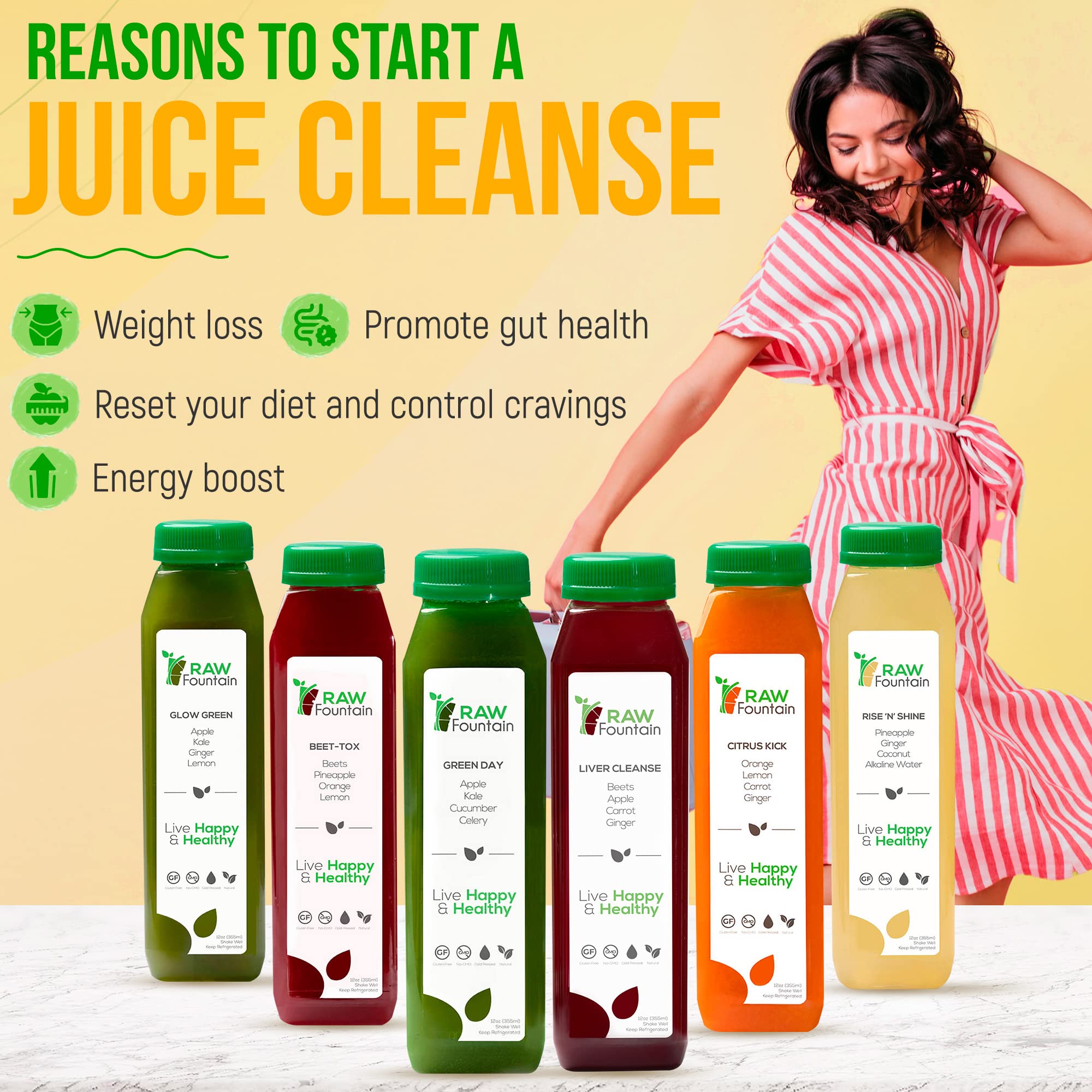 3 Day Juice Cleanse by Raw Fountain, All Natural Raw Detox Cleanse, Liquid Juice Diet Raw Fountain Au supplements