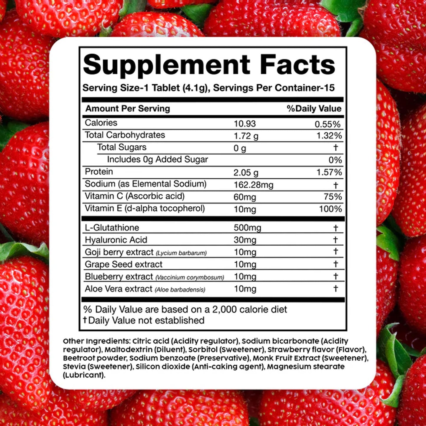 PLIX Glowy Skin 500mg Glutathione Supplement with Hyaluronic Acid, Vitamin C, E & Berries | 30 Effervescent Tablets, Strawberry Flavor PLIX - THE PLANT FIXAu supplements