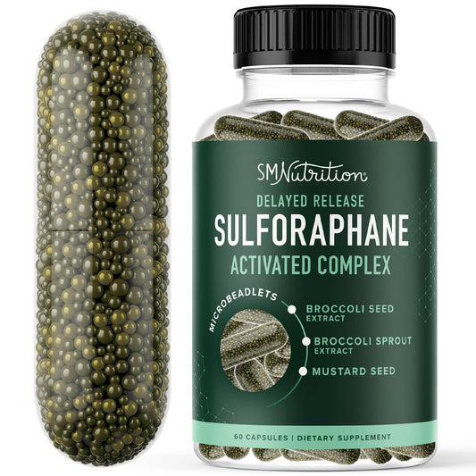 50MG Sulforaphane Supplement from Broccoli Sprouts | NRF2 Activation, Cellular Health & Immune Support | Glucoraphanin, Myrosinase & Antioxidants | Third-Party Tested SMNutritionUS supplements