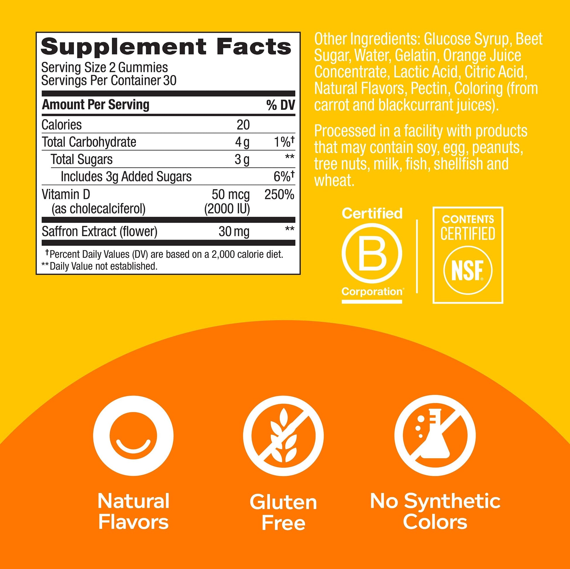 OLLY Hello Happy Gummy Worms, Mood Support Gummies For Adults,* Saffron Extract, Vitamin D, Tropical Zing Flavored, 30 Day Supply - 60 Count OLLY buy supplements Au