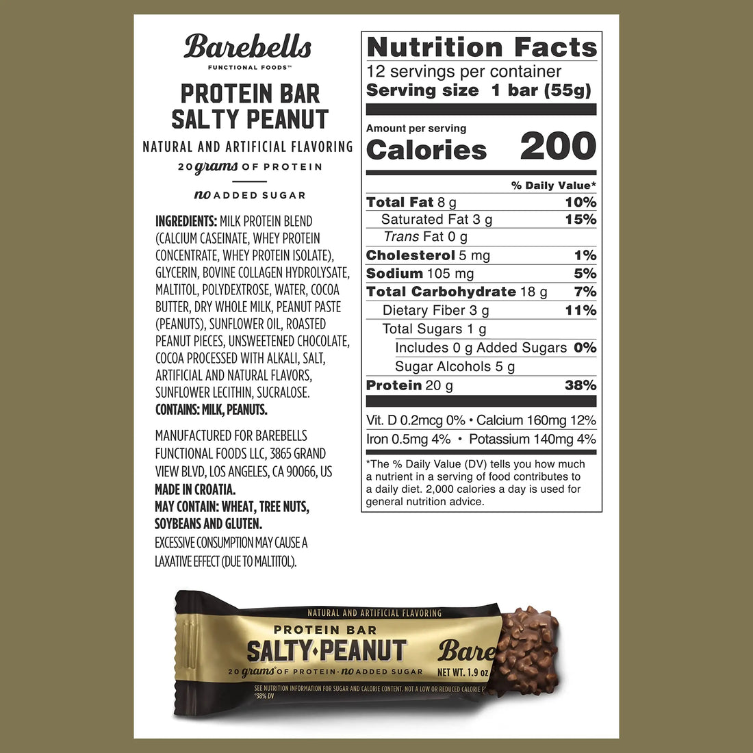Barebells Salty Peanut Protein Bars, 12 Count - 20g Protein, 1g Sugar Snack Bars BAREBELLS uk supplements