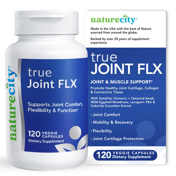 NatureCity True-Joint FLX Joint Supplement Formula (120 Capsules) | TamaFlex, NEM Eggshell Membrane, Levagen+ PEA & CuberUp | Supports Joint Comfort, Flexibility, Mobility, Function & Cartilage Health NatureCity Au supplements