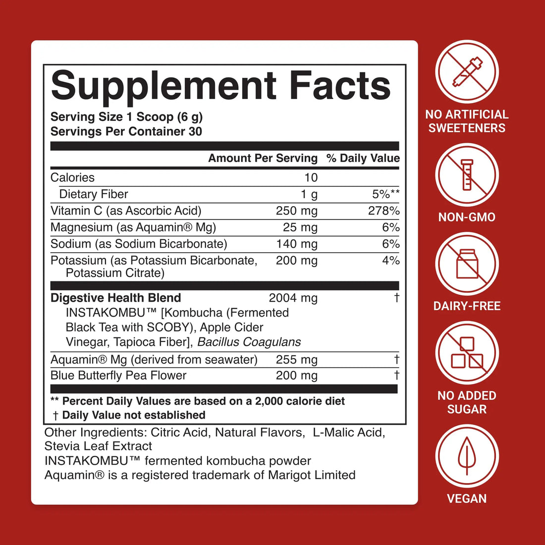 ACTIVATEDYOU Daily Digestive Tonic Kombucha - Support Healthy Digestion & Youthful, Long-Lasting Energy- Prebiotic Fiber, Probiotics, Postbiotics, Vitamin C, Berry Lemonade Flavor (30 Servings) ACTIVATEDYOU uk supplements