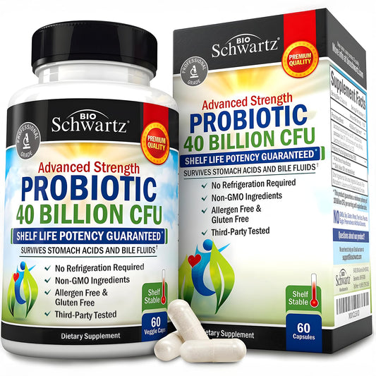 BioSchwartz Daily Probiotic Nutritional Supplement - 40 Billion CFU for Gut Health - Probiotics for Men and Women - Digestive Health with Astragalus BioSchwartzUS supplements