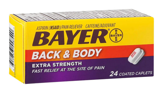 Bayer Back & Body Aspirin 500mg Coated Tablets, Pain Reliever with 32.5mg Caffeine, 24 Count BayerAU supplements