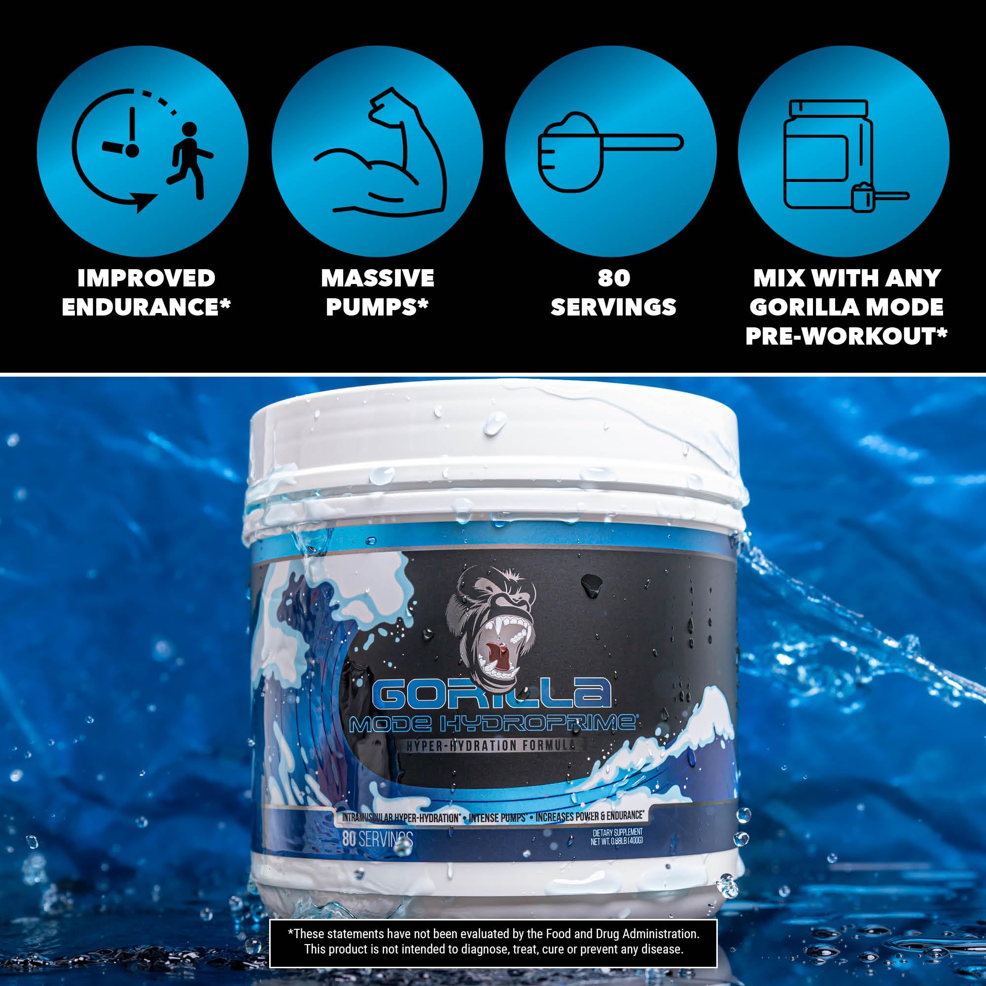 Gorilla Mind Hydroprime Glycerol Pre-Workout - Hydrating Pre-Workout Formula for Intense Gorilla Mind Au supplements