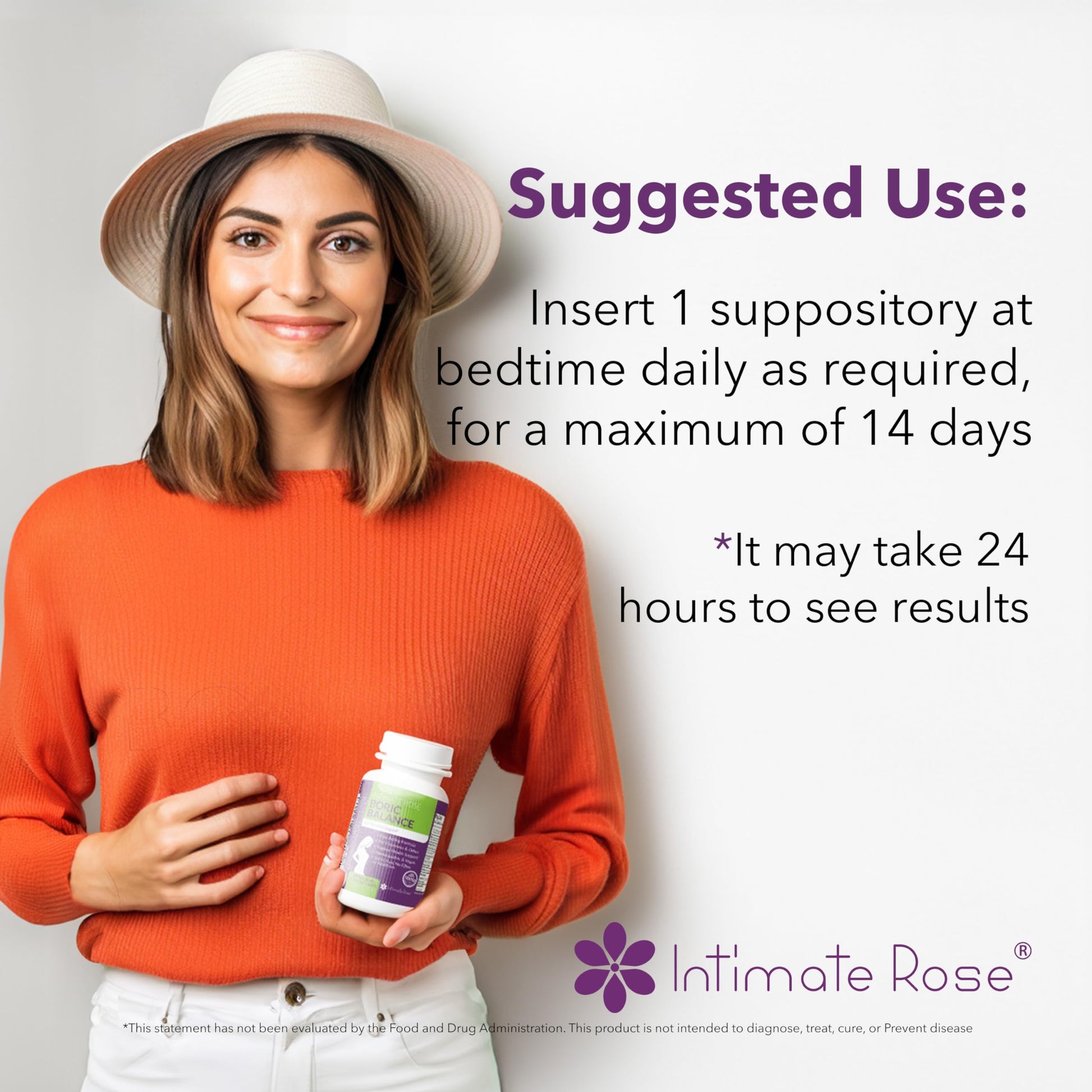 Boric Acid Suppositories - Helps Fight Against BV, Yeast Infections - Manages Odor - Promote pH Balance Intimate Rose Au supplements