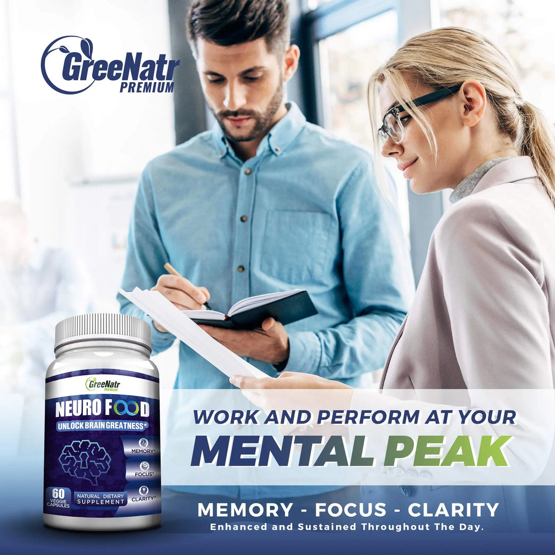 GreeNatr Brain Supplement with B12 Vitamin for Enhanced Memory, Energy, Focus, and Clarity GreeNatr uk supplements