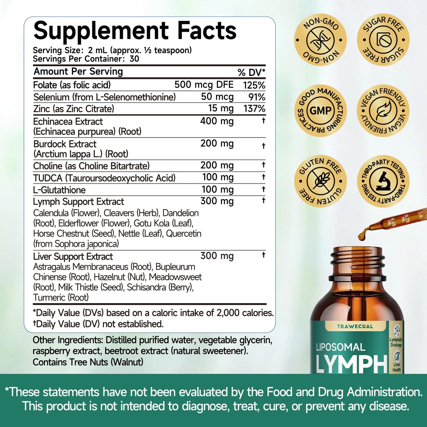 23-in-1 Liposomal Lymphatic Drainage Drops, Liver Cleanse Detox & Repair with Echinacea, TUDCA, Choline, L-Glutathione, Burdock for Lymphatic Support, Liver & Immune Health, 2 fl oz Supplement Trawecual buy supplements Au
