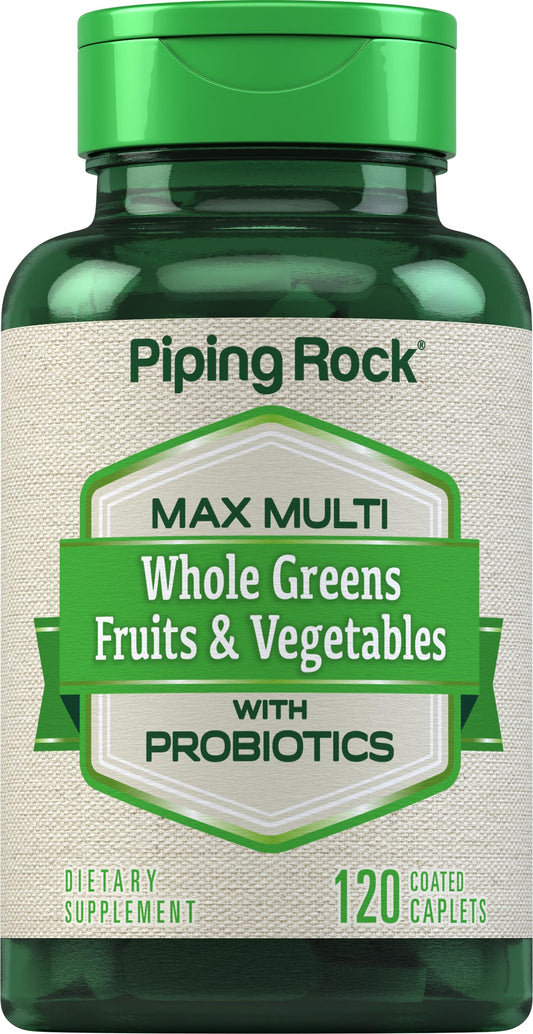Piping Rock Fruits and Veggies Supplement | 120 Caplets | Fruit and Vegetable Blend with Probiotics | Max Multi Vitamin | Non-GMO, Gluten Free Piping RockAu supplements