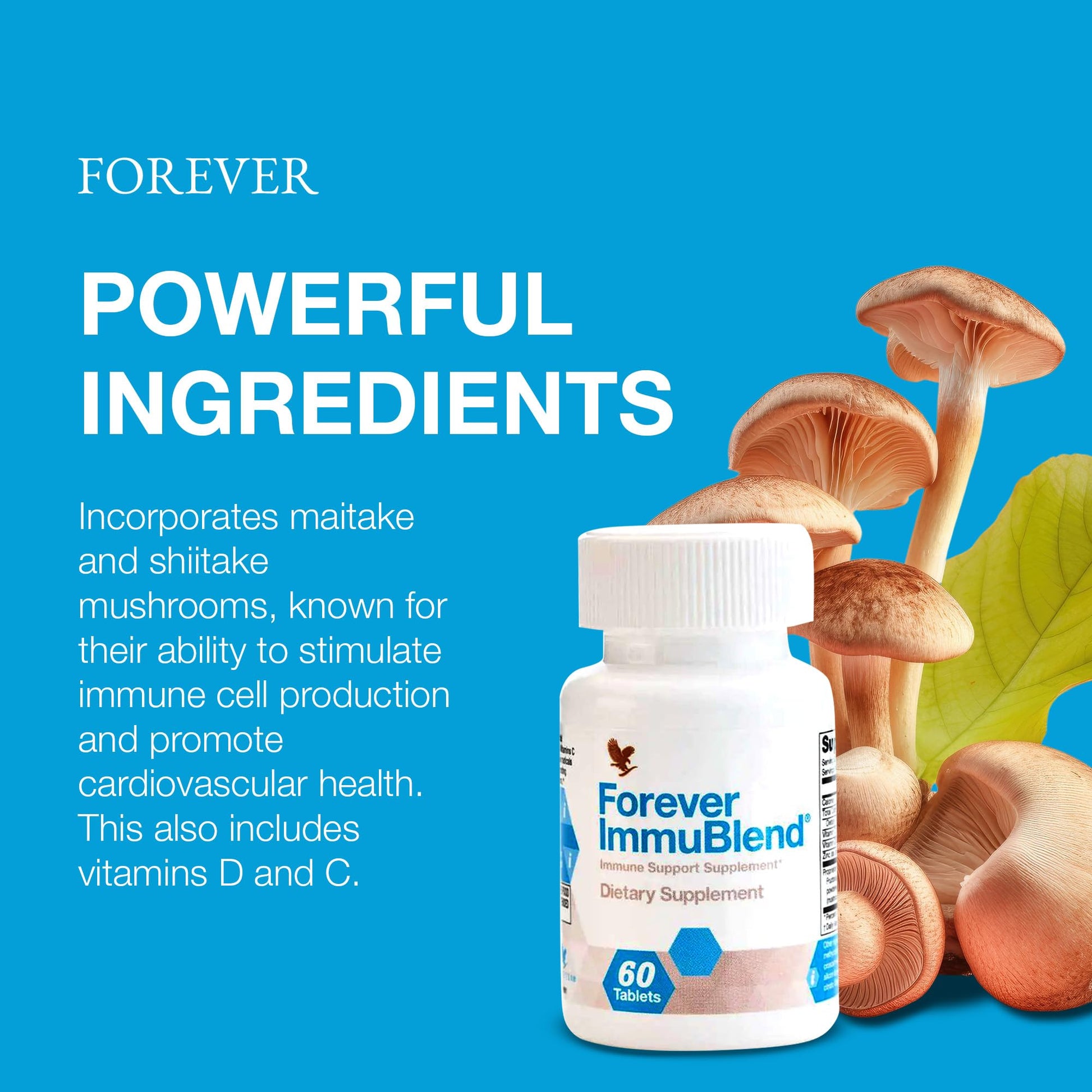 Forever Living - Forever ImmuBlend® Immune Support Supplement – Includes Botanicals, Vitamins D & C, Maitake & Shiitake Mushrooms – 60 Tablets Forever Living Products Au supplements