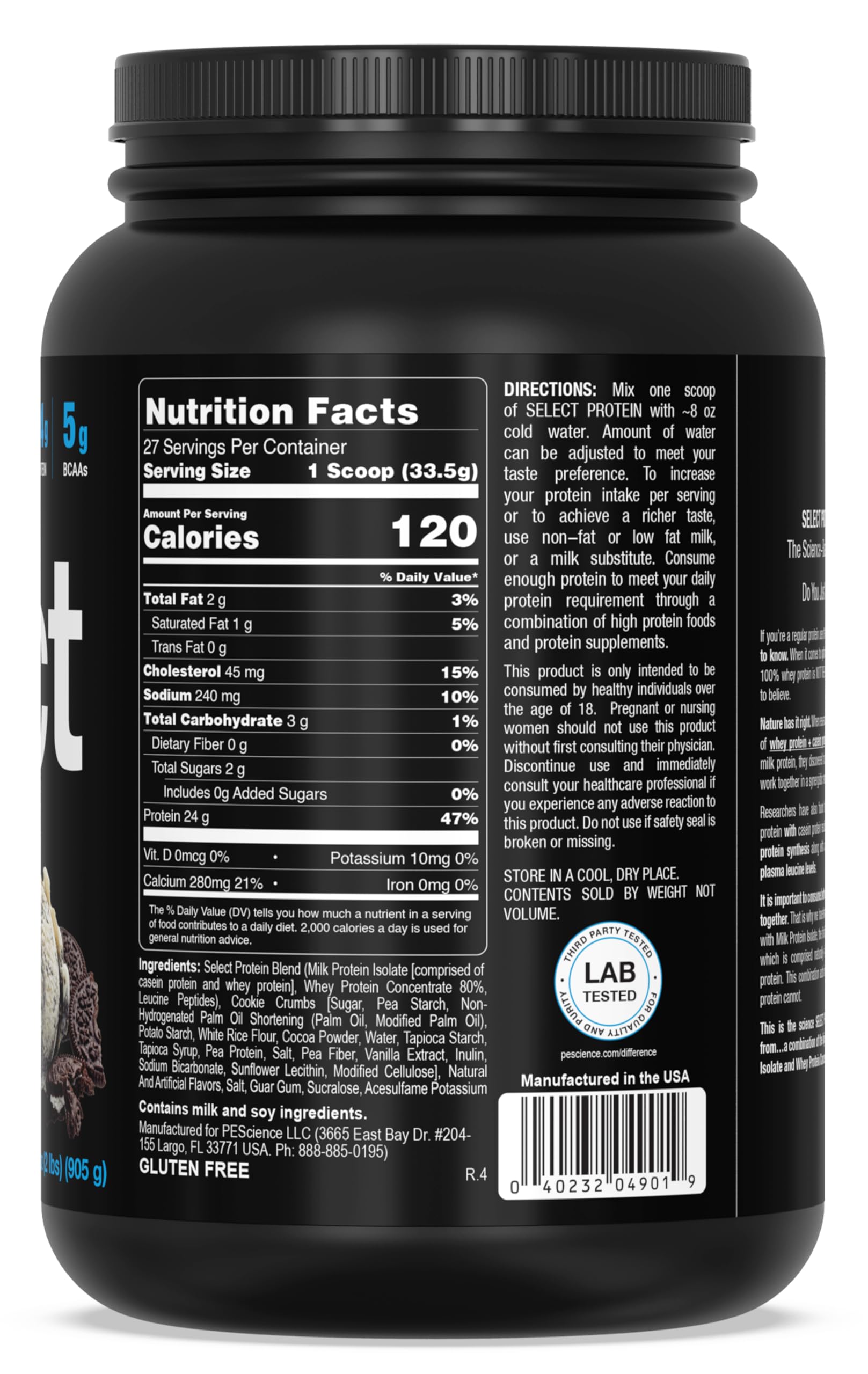 PEScience Select Protein, Cookies and Cream, 27 Serving, Premium Whey and Casein PEScience Au supplements