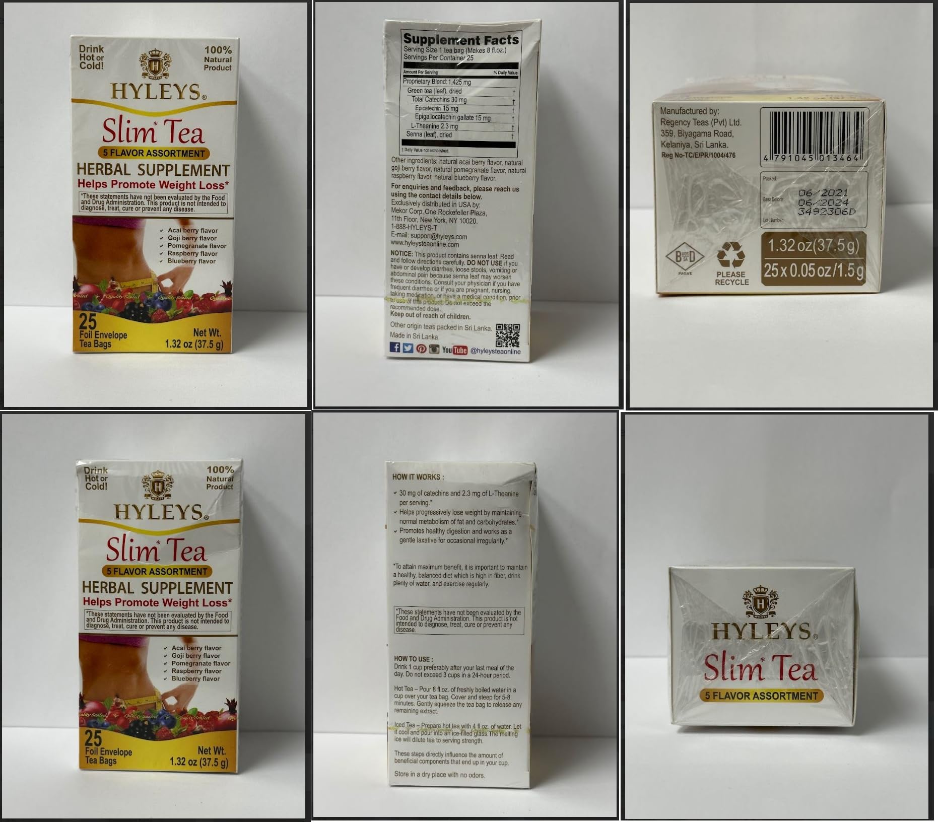Hyleys Slim Tea 5 Flavor Assortment - Weight Loss Herbal Supplement Cleanse Hyleys Tea Au supplements