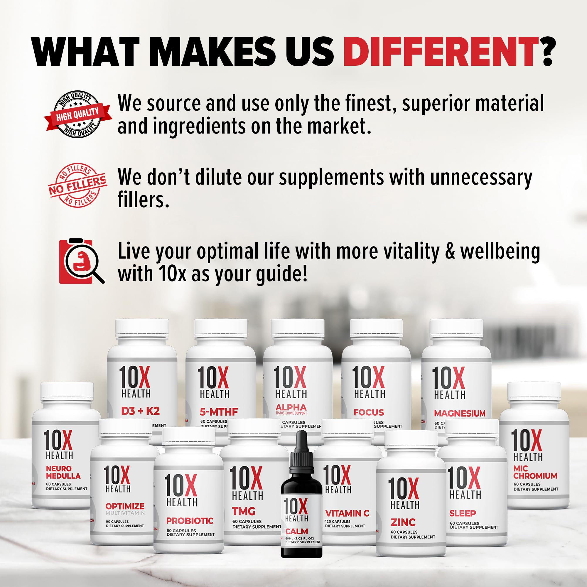 10X Health Probiotics for Men - 60 Capsules Immune Support Supplement & Probiotics for Digestive Health with Lactobacillus Rhamnosus,