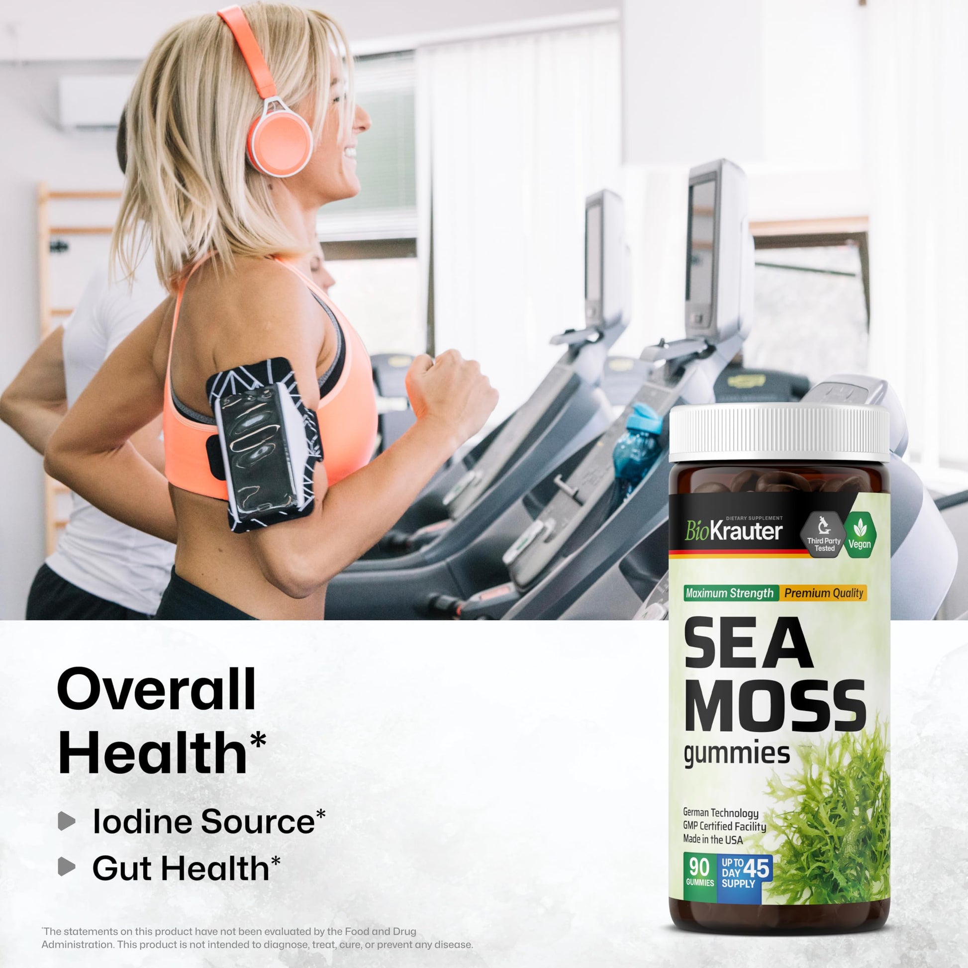 BIO KRAUTER® 3-in-1 Sea Moss for Thyroid Support - Vegan Sea Moss Gummies with Bladderwrack & Burdock Root for Women & Men - 90 Gummies Chondrus Crispus Formula, 45 Days of Supply, Mango Flavor BIO KRAUTER Au supplements