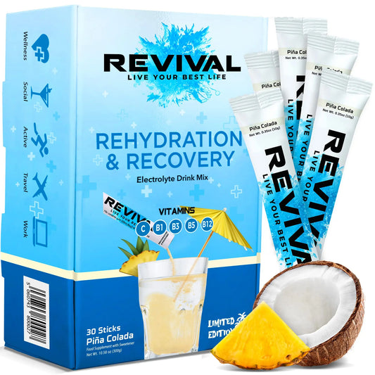 Revival Rapid Rehydration, Electrolytes Powder - High Strength Vitamin C, B1, B3, B5, B12 Revival ShotsAU supplements