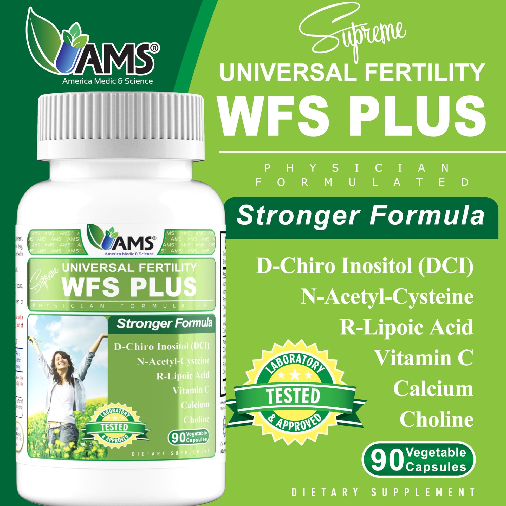America Medic & Science WFS Plus Fertility Supplements for Women (90 Capsules) Supports Ovulatory Health | Natural Preconception Vitamins, Reproductive Aid, with D-Chiro Inositol, DHA |15-Day Supply. America Medic & Science Au supplements