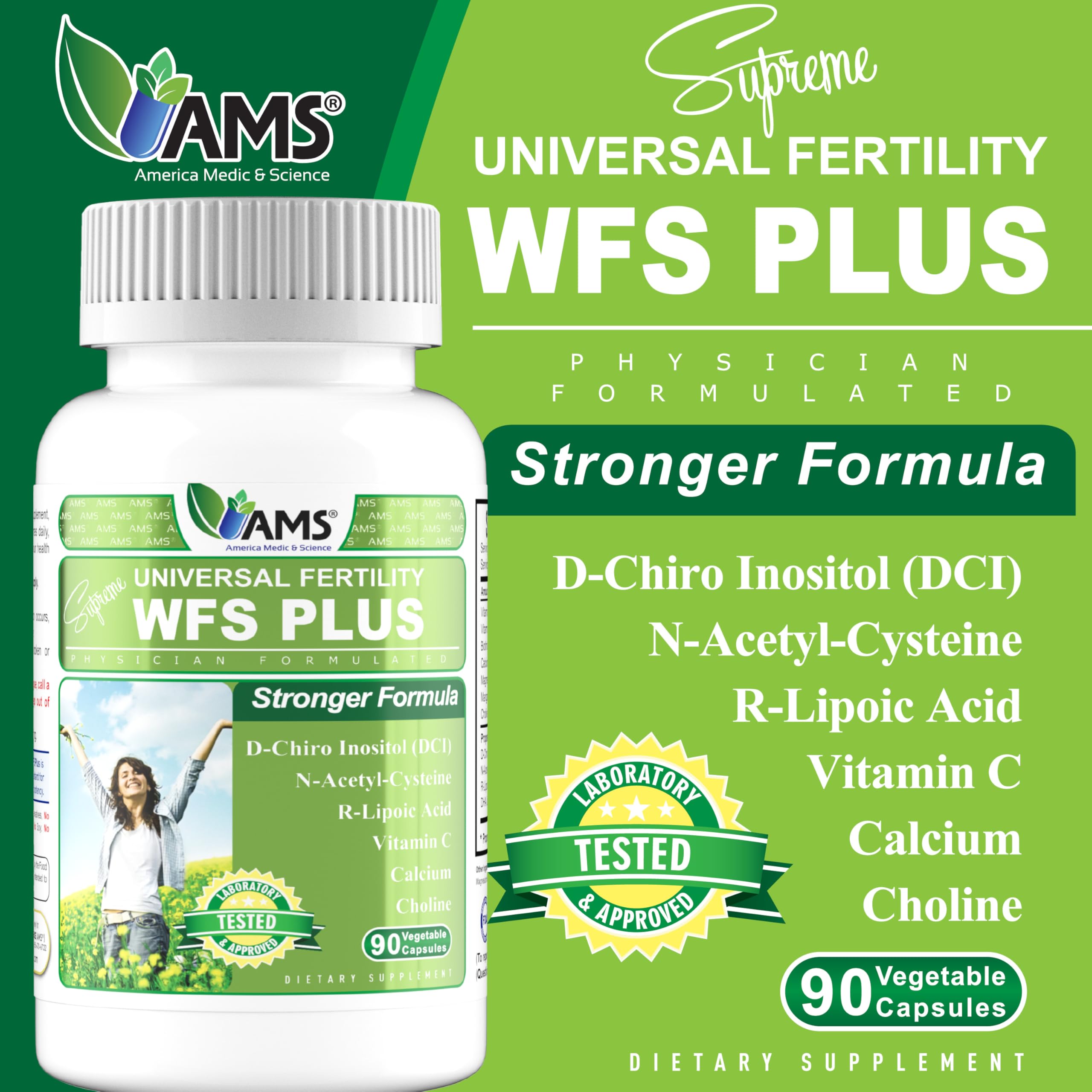 America Medic & Science WFS Plus Fertility Supplements for Women (90 Capsules) Supports Ovulatory Health | Natural Preconception Vitamins, Reproductive Aid, with D-Chiro Inositol, DHA |15-Day Supply. America Medic & Science Au supplements