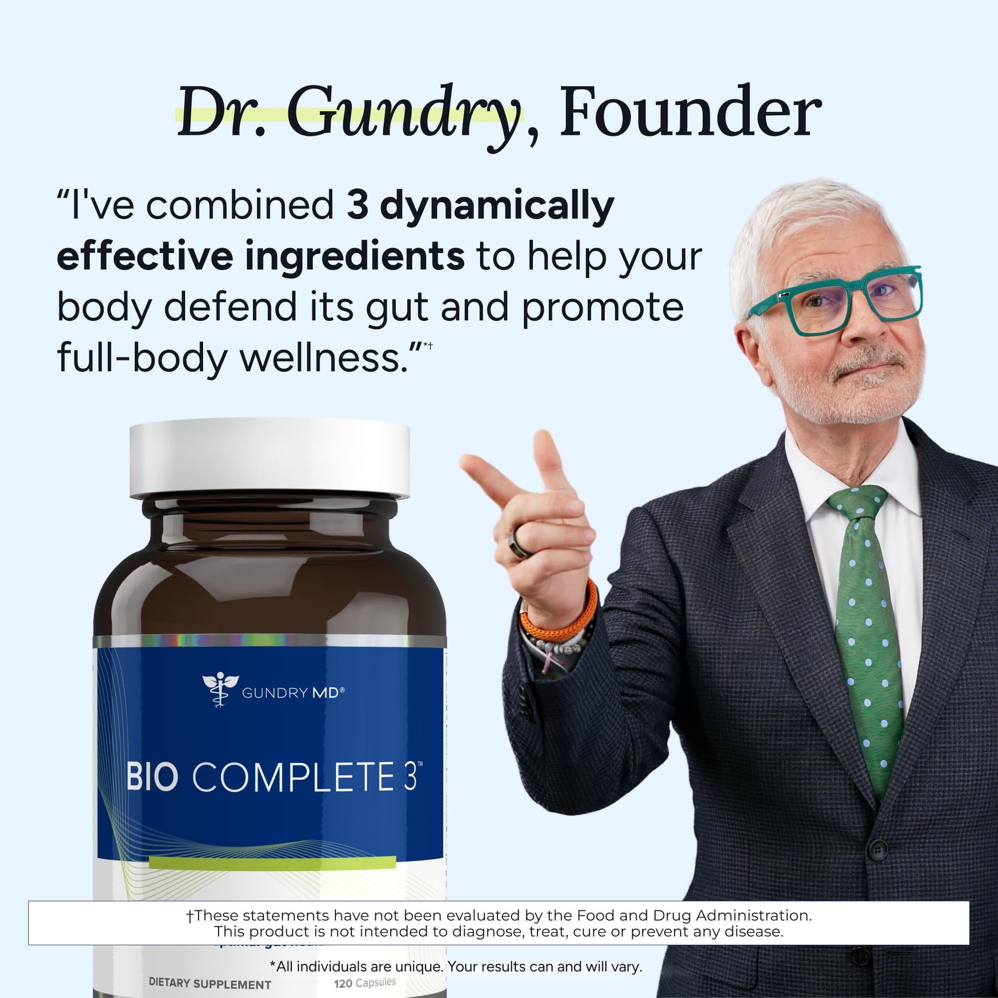 Gundry MD® Bio Complete 3, 3-in-1 Probiotics for Gut Health, Probiotic Supplements for Digestion, Supplement Supporting Bloating, Gas, Food Cravings, Energy Levels, Skin, and Focus, 30 Day Supply Gundry MD Au supplements