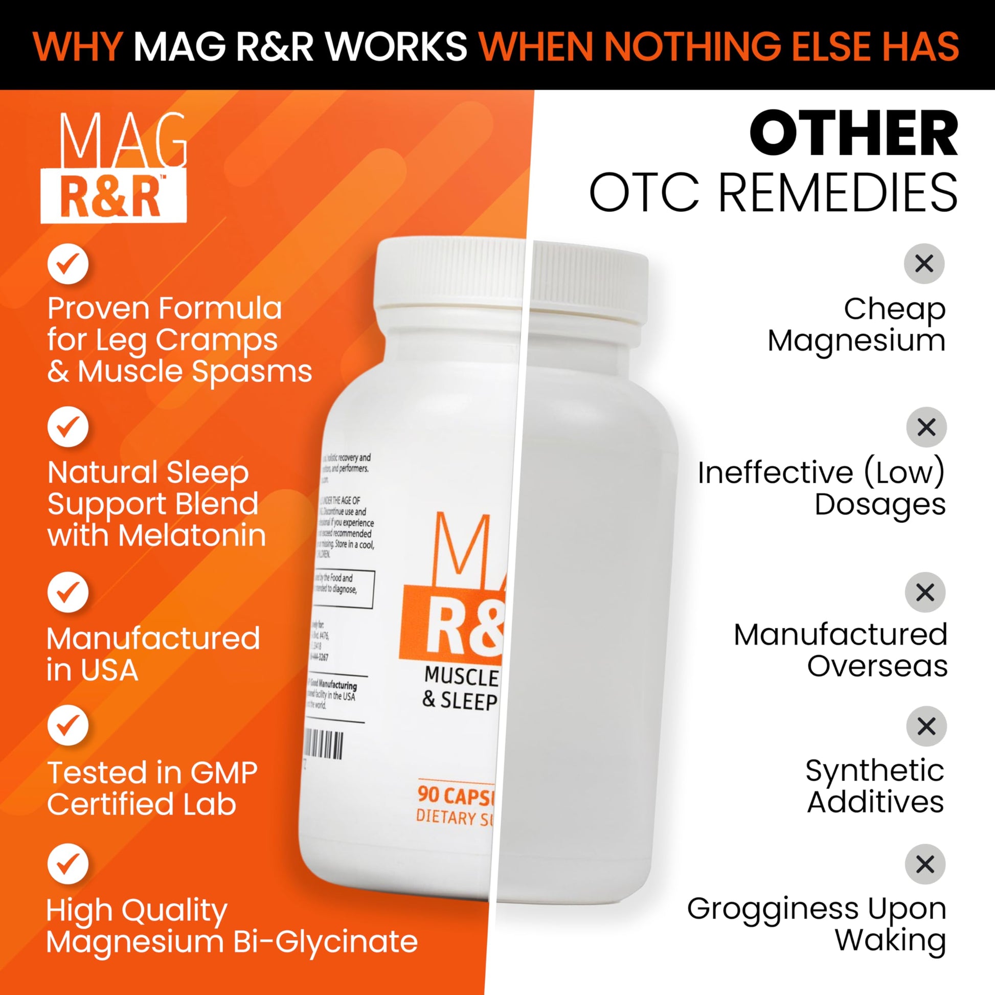 SaltWrap Mag R&R - Nighttime Muscle Cramps Support, Natural Sleep Support for Adults with Magnesium Glycinate for Muscle Spasm and Leg Cramps Relief, 90 Capsules SaltWrapAu supplements