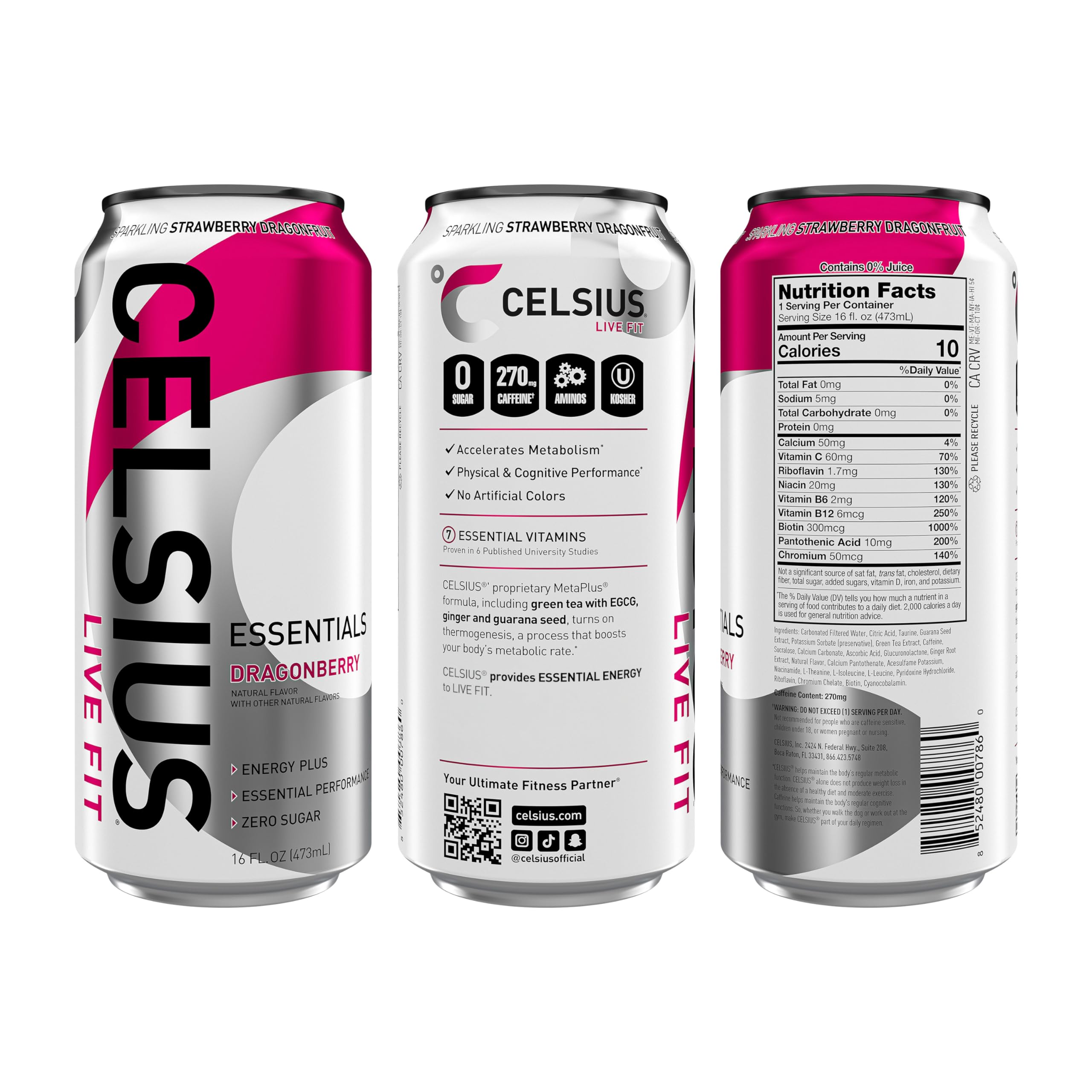 CELSIUS ESSENTIALS, Sparkling Dragonberry, Performance Energy Drink 16 Fl Oz CELSIUS Au supplements