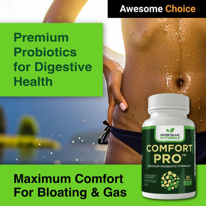 ComfortPro™ Daily Probiotics for Digestive Health | Constipation Relief & Bloating Support for Women & Men | Gut Cleanse with Zinc | Helps Reduce Gas & Promotes Digestive Regularity | Valley Formula GREEN VALLEY NATURALSnz supplements