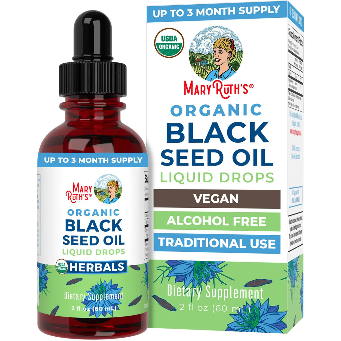 MaryRuth Organics Black Seed Oil Liquid Drops Cold Pressed | 3 Month Supply | USDA Organic Black Cumin Seed Oil | Immune Support | Respiratory Health | Sugar&Gluten Free | Vegan | Non-GMO | 2 Fl Oz MARYRUTH'S Au supplements