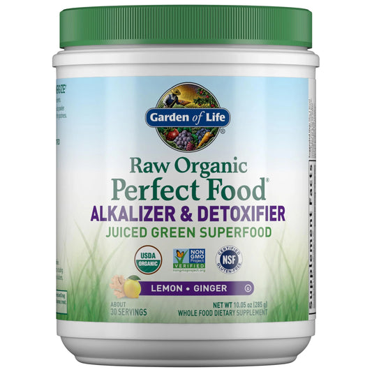 Garden of Life Raw Organic Perfect Food Alkalizer and Detoxifier, Lemon Ginger Flavored Superfood Powder Supplement, 30 Servings Garden of LifeAU supplements
