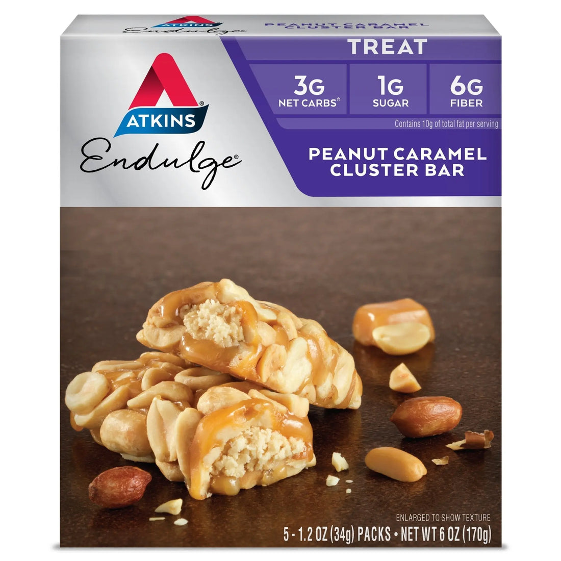 Atkins Peanut Caramel Cluster Bar, Dessert Favorite, High in Fiber, 3g Net Carb, 1g Sugar Atkins uk supplements