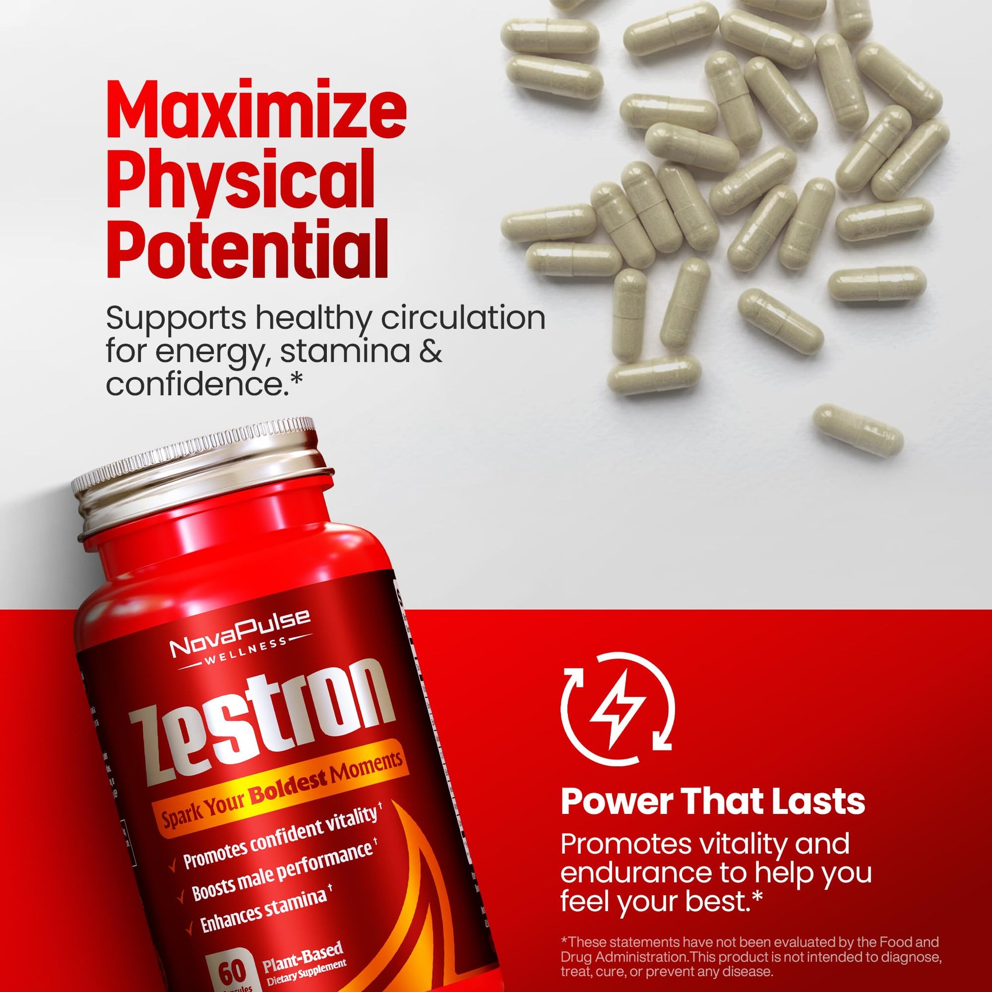 Male Enhancing Supplement Fast Acting Enlargement Pills for Men - Enhanced Size, Drive, Blood Flow, Libido, Testosterone Booster, Strength, Endurance - Boost Performance & Confidence - 60 Capsules NovaPulse Wellness Au supplements