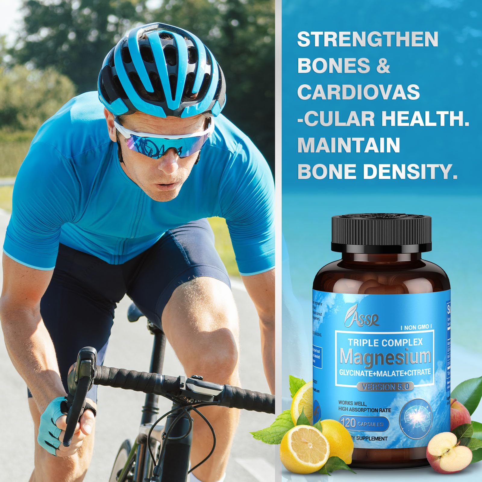 ASSR Triple Magnesium Complex – 300mg Magnesium Supplement with Glycinate, Malate & Citrate – Supports Relaxation, Muscle & Nerve Function – High Absorption, Vegan, Non-GMO, 120 Capsules ASSR Au supplements