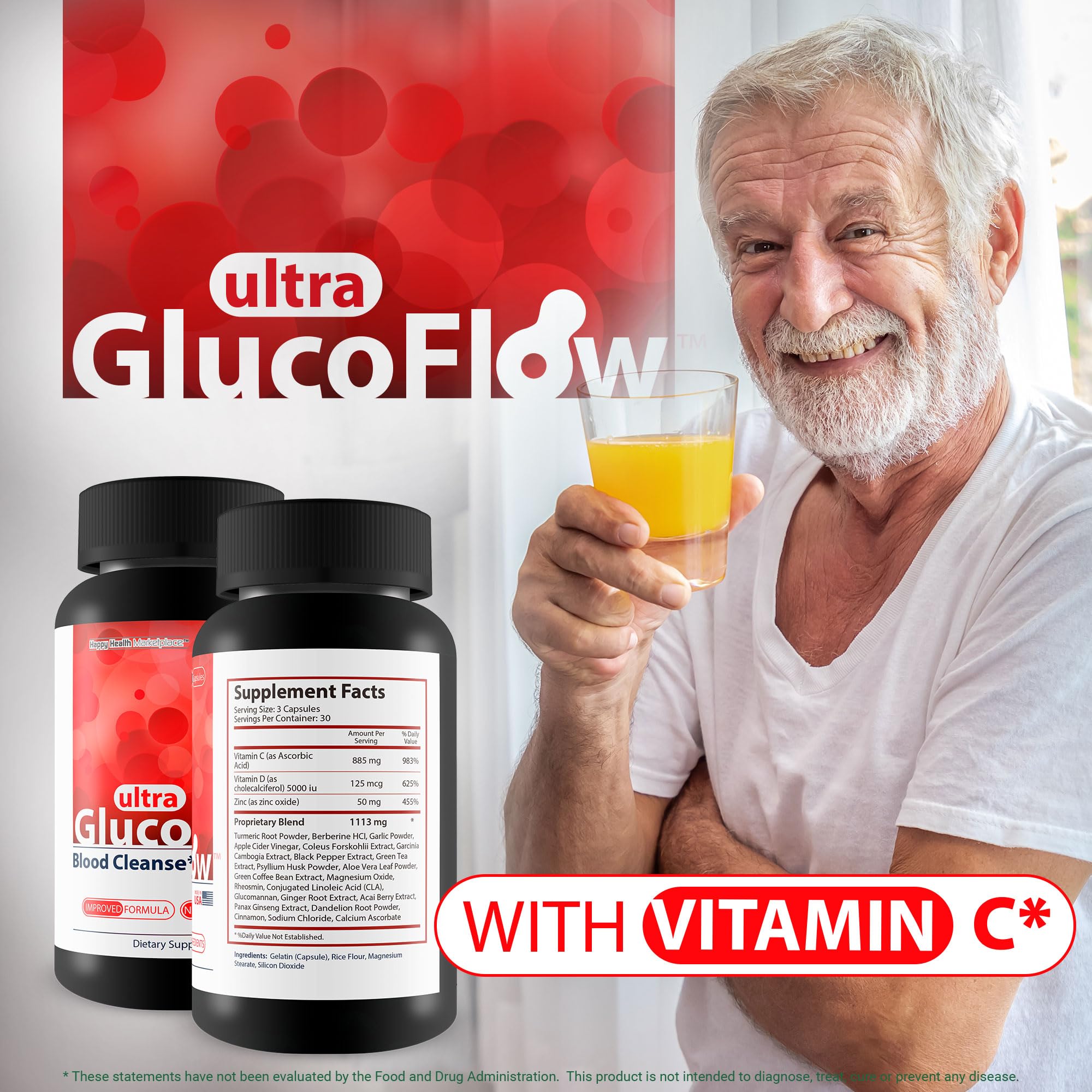 Ultra Gluco Flow - Improved Formula - Our Best Blood Cleanse Detox Cleanse Blood Support Pills - Blood Health Blood Circulation Pills Detox Cleanse Blood Gluco Bio Sweet Relief Glycogen Support Happy Health Marketplace Au supplements
