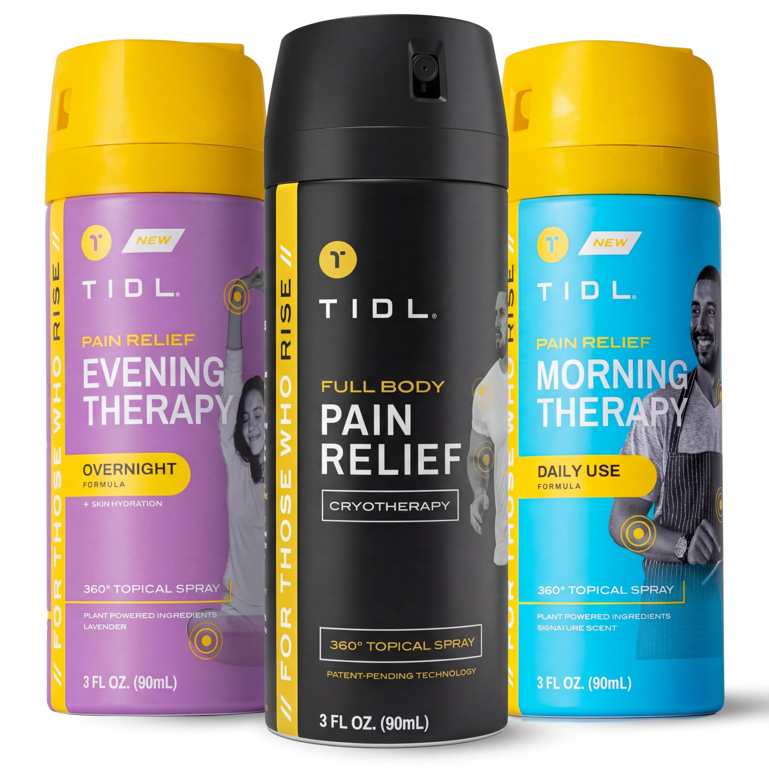 TIDL Pain Relief Spray Bundle – Morning, Cryotherapy & Evening Therapy – 3 x 3oz Sprays for Muscle, Joint, Neck, Back & Knee Pain Relief – Plant-Based Menthol Day & Night Care TIDL Au supplements