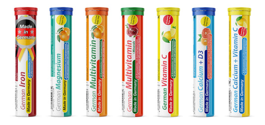 T&D German Vitamin, Minerals - 140 Vegan/Vegetarian Drink Effervescent Tablets - Mixed Fruit Flavor Box - Made in Germany T&DAu supplements