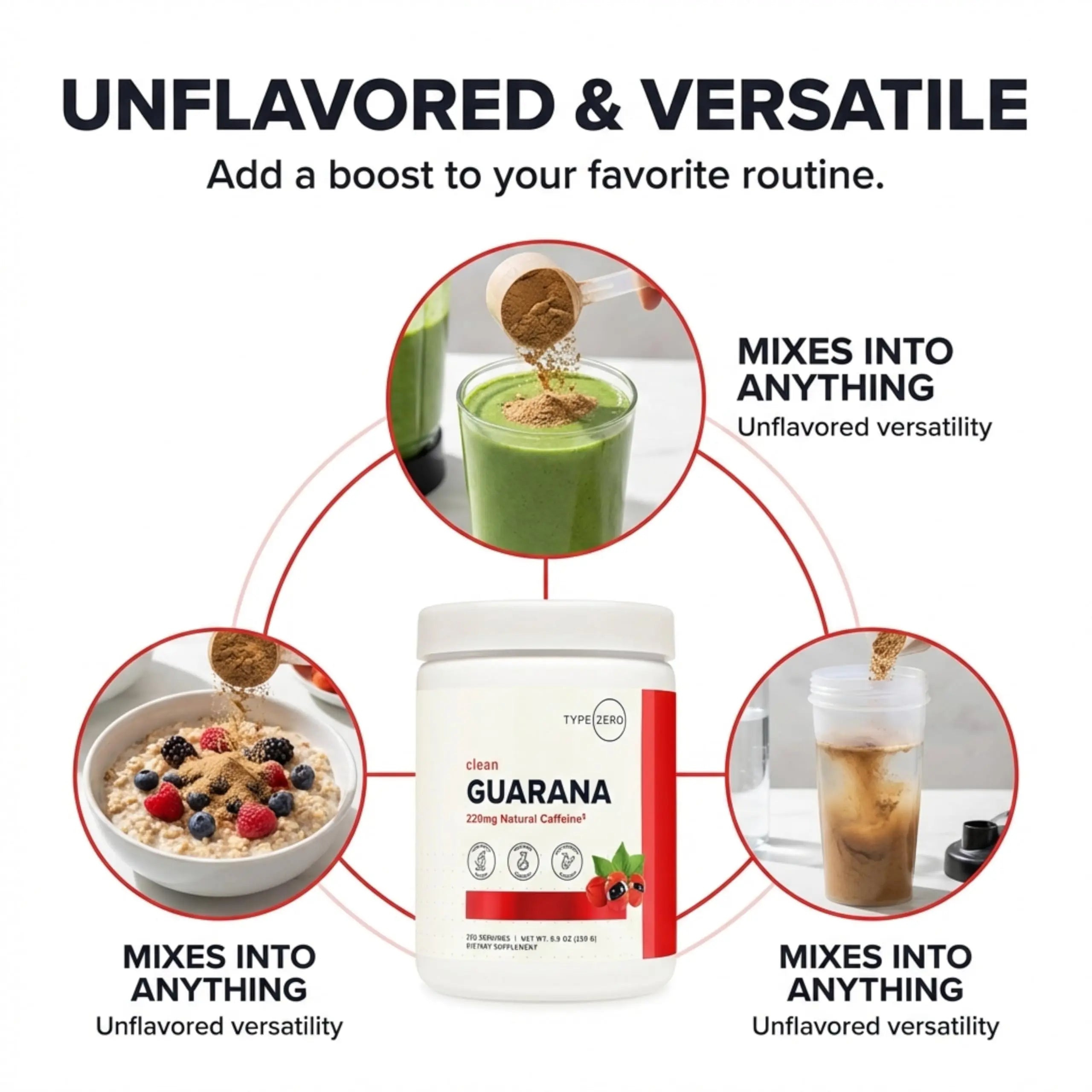 Type Zero Clean Guarana Powder Drink Mix (250 Servings, Unflavored) - 220 MG Caffeine Per Serving, Natural Caffeine, Non GMO, Gluten Free Type Zero Au supplements