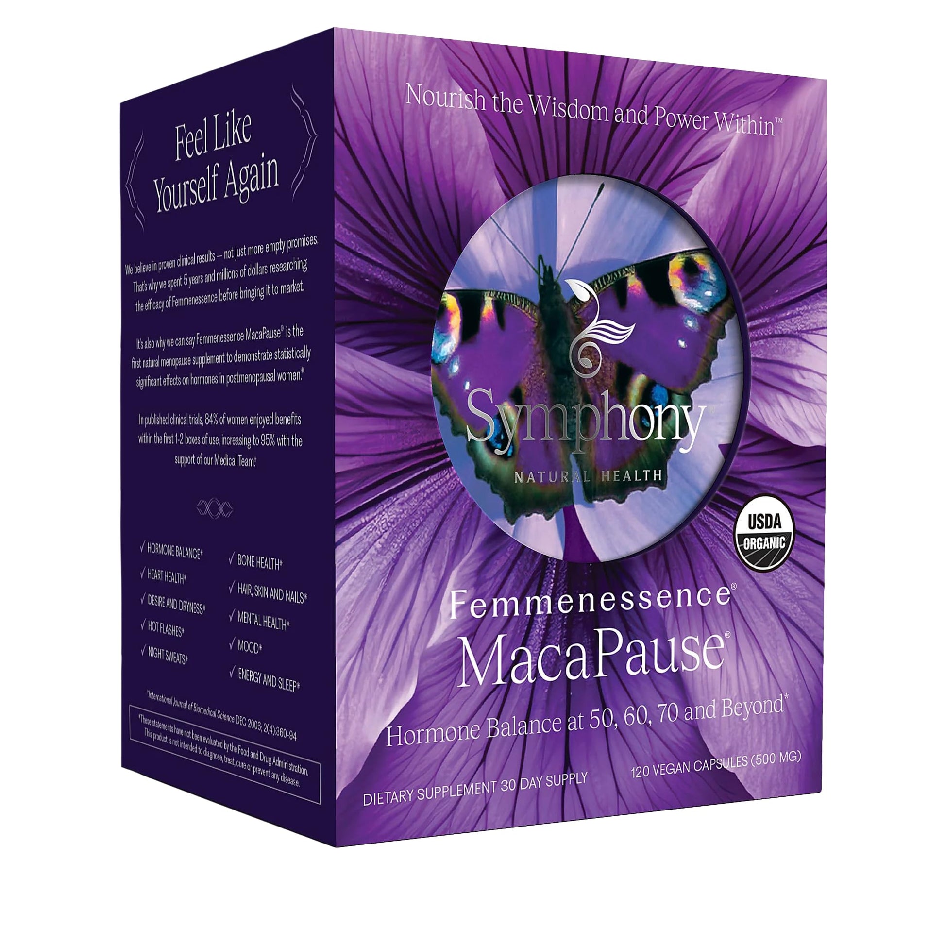 Femmenessence® MacaPause® – Clinically Proven Postmenopausal Organic Vegan Supplement for Natural Hormone Balance, Menopause Symptom Relief, Bone & Heart Health (120 Capsules, 30 Day Supply) Natural Health International Au supplements