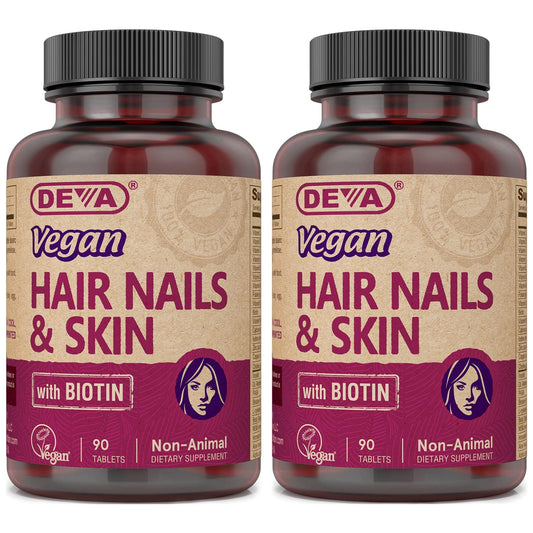 DEVA Vegan Vitamins Hair, Nails & Skin Supplement with 500 mcg of Biotin Per Tablet 90 Tablets (Pack of 2) DEVAAu supplements