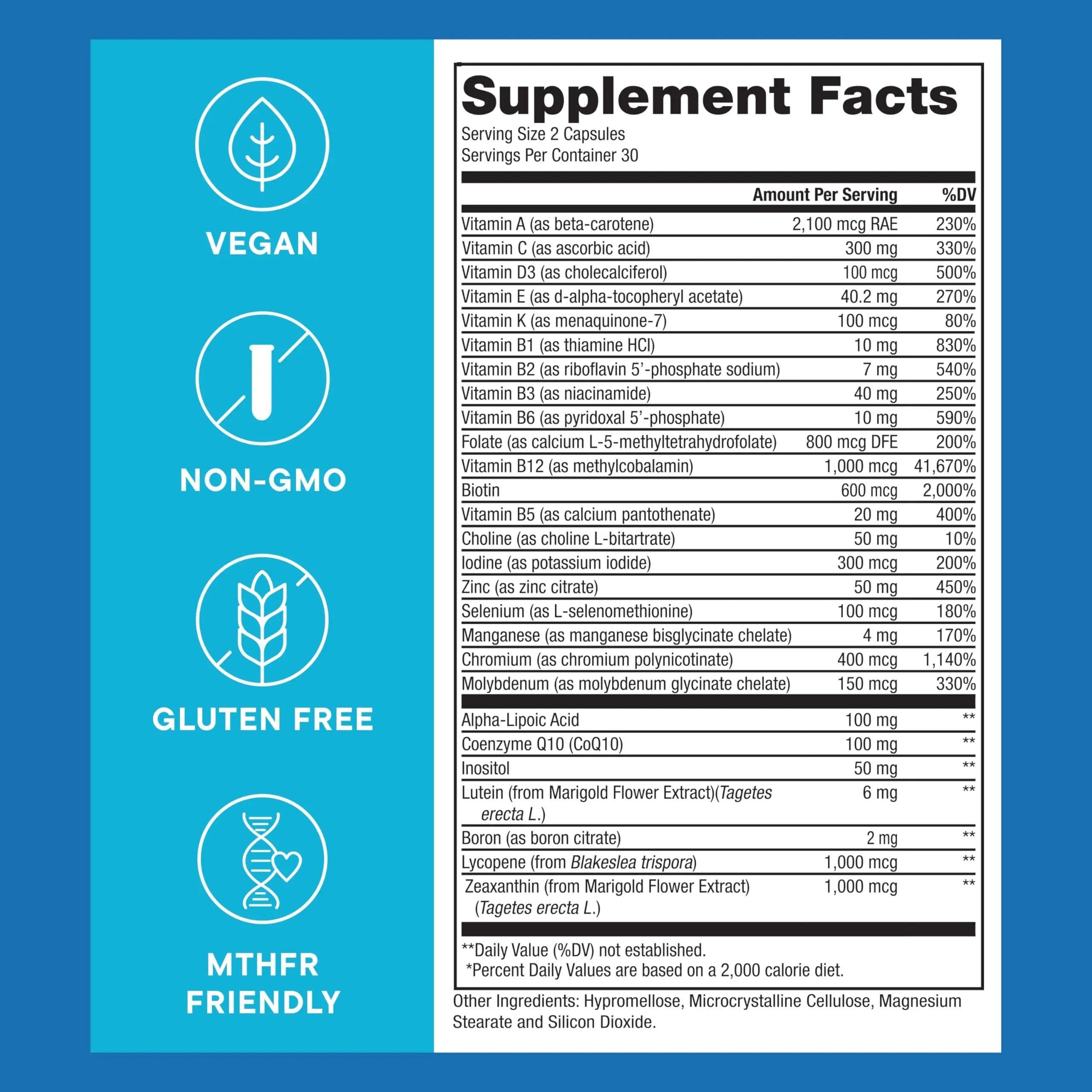 Purest® Methylated Multivitamin for Men & Women | Methylated B12 1000mcg, Biotin, B Complex with 600mcg Vitamin D, Vitamin C, E, A, Methylfolate | Super Natural Goods Au supplements