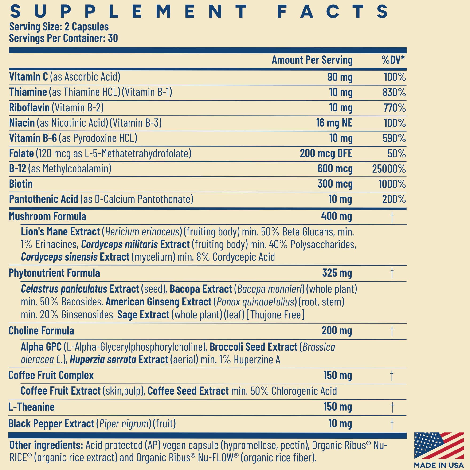 PPO Lab® Brain-fx™ Extended-Release Vitamins for Brain Health, Supplement for Memory and Focus with Nootropics, BDNF Factor, Methylated B Complex, L-Theanine, Lions Mane, Alpha GPC - 60 Capsules PPO Lab Au supplements