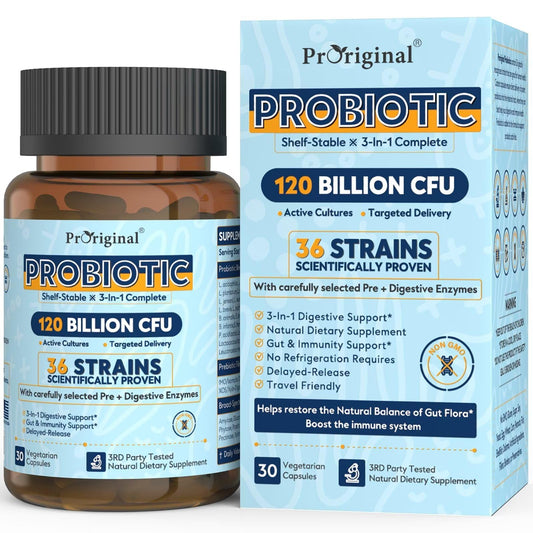 Probiotics for Women & Men 120 Billion CFU with 36 Probiotic Strains for Digestive Health and Gut Health, Delayed Release Capsules, Stomach Acid Resistant, ProriginalUS supplements